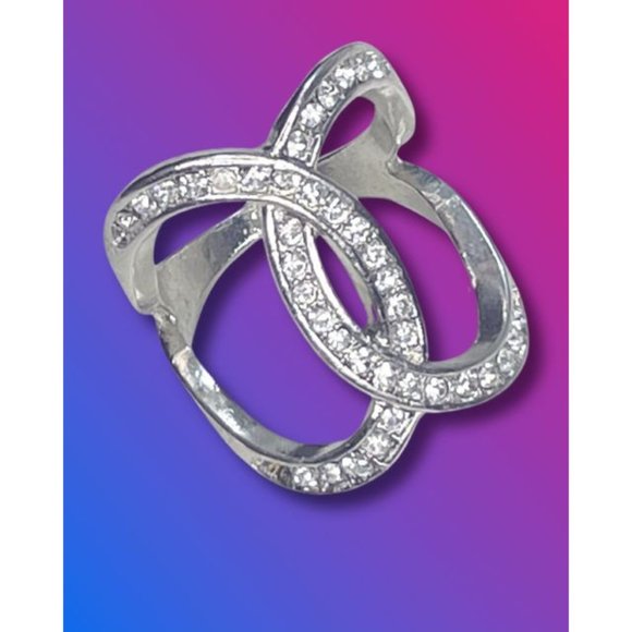 1/4 CT CZ Silver Crossover Open-Space Ring Size 7.5 with Bonus Free Silver Wave - Picture 11 of 13